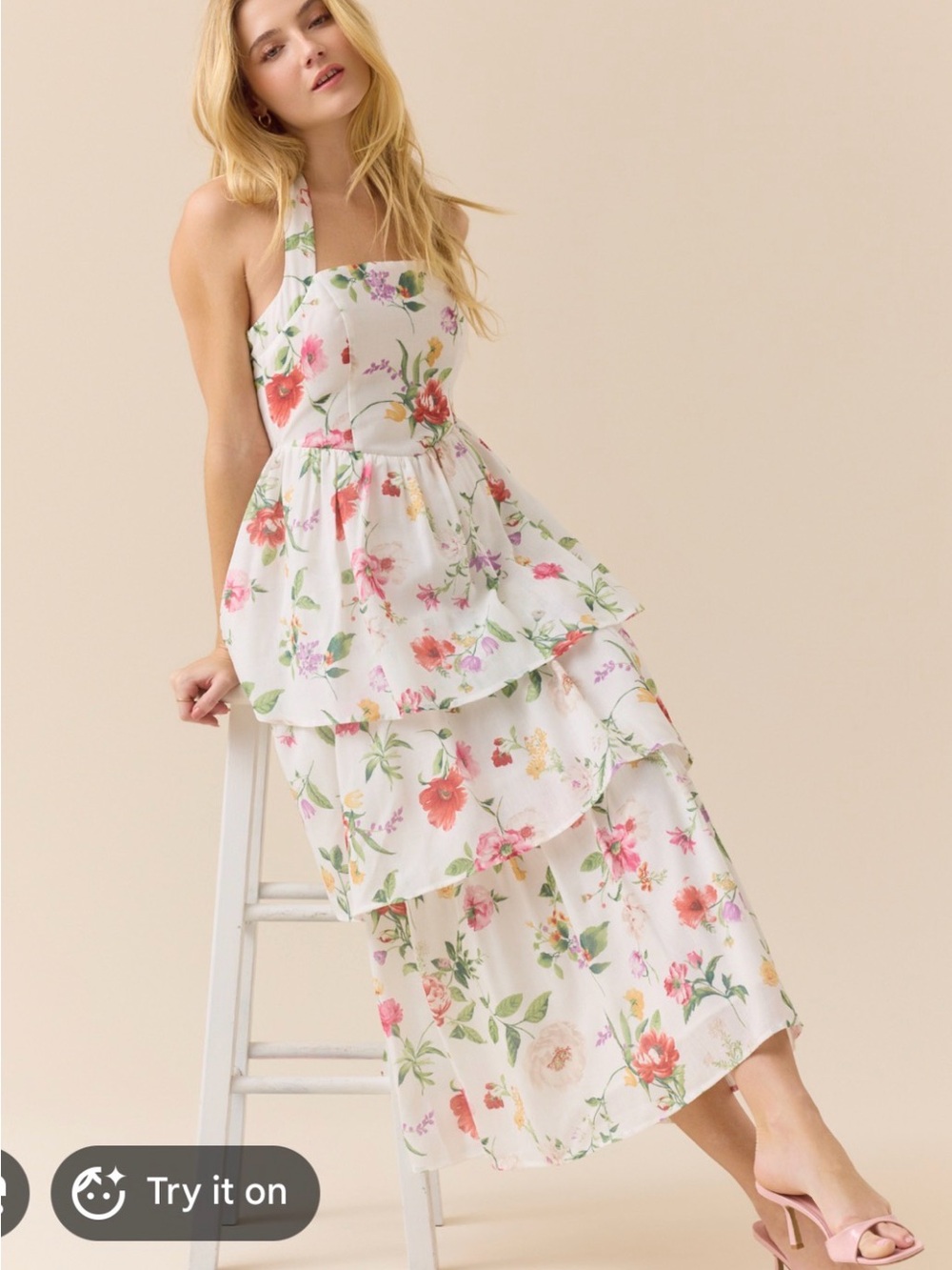 Altar'd State Ivory Floral Tie-Front Maxi Dress